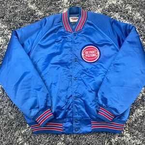 VINTAGE 1990s DETROIT PISTONS LOCKER LINE SATIN JACKET SZ. LARGE MADE IN USA